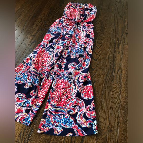 Lilly Pulitzer Women’s XXS Halibut Farrah Strapless Wide-Leg Jumpsuit w/Pockets - Picture 6 of 16